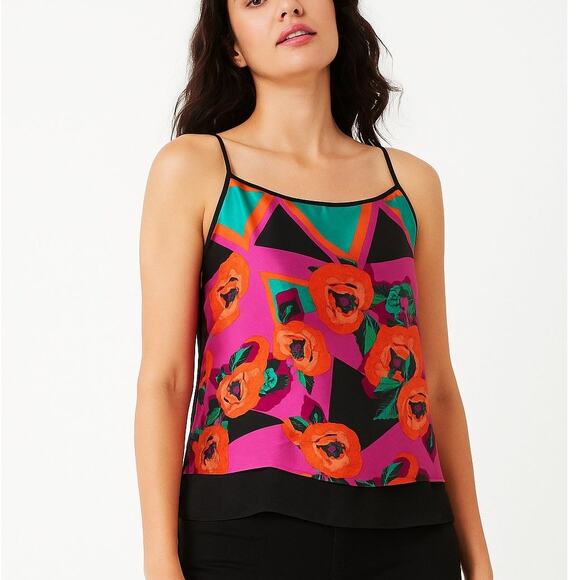 NWT Bisou Bisou Tossed Flower Camisole Tank Top S - Picture 1 of 4